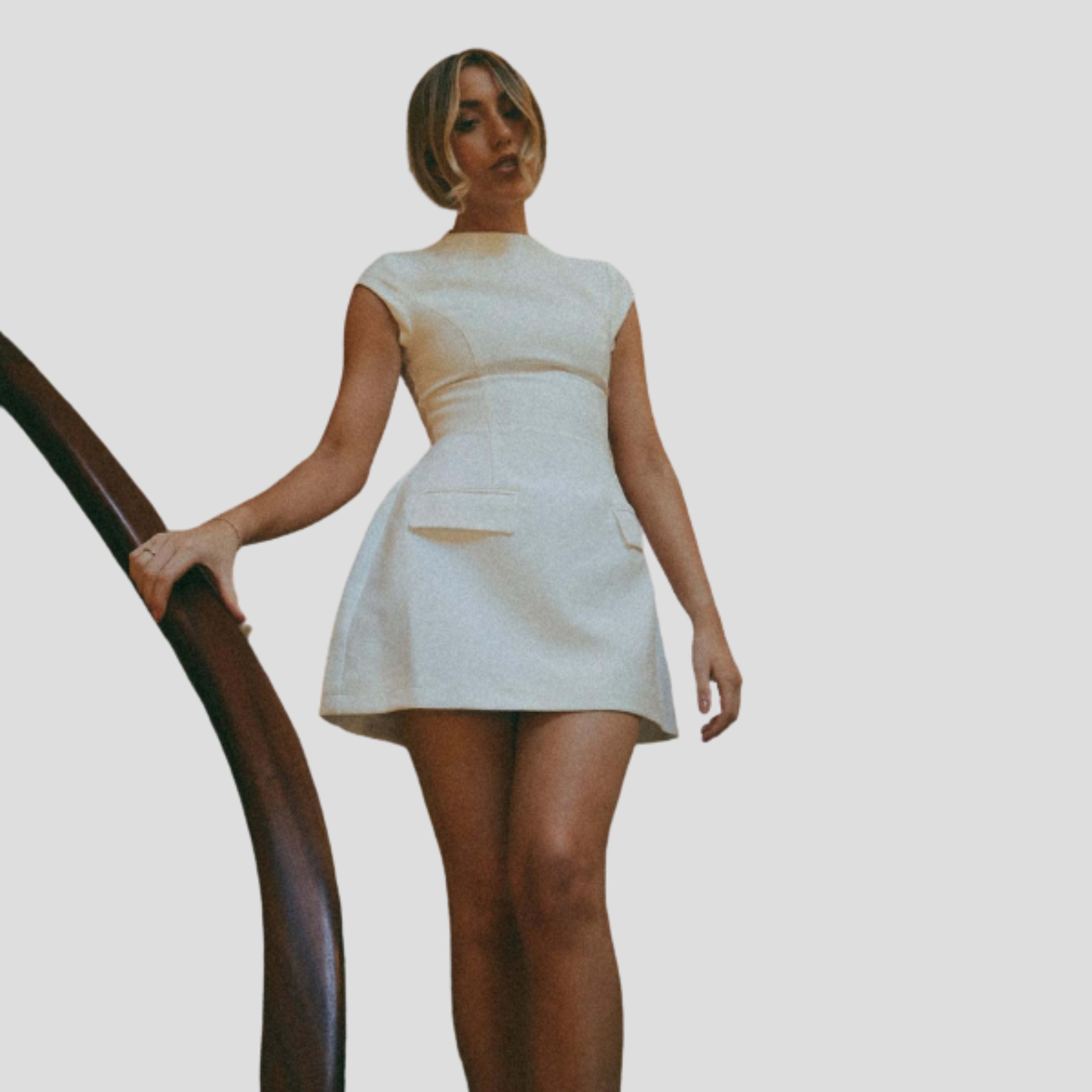 Women's Cap Sleeve A-Line Mini Dress | Cliveden_11