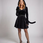 Women's Velvet Hooded Cat Halloween Costume Dress | Pencarrow_1