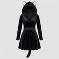 Women's Velvet Hooded Cat Halloween Costume Dress | Pencarrow_4