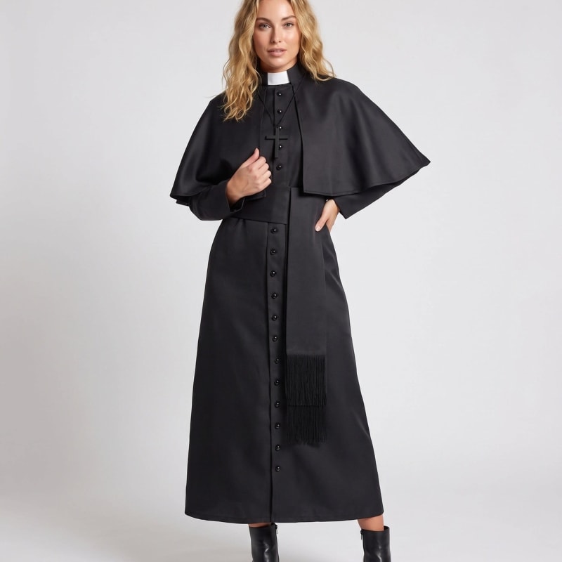Women's Caped Priest Halloween Costume Robe | Sedgemoor_1