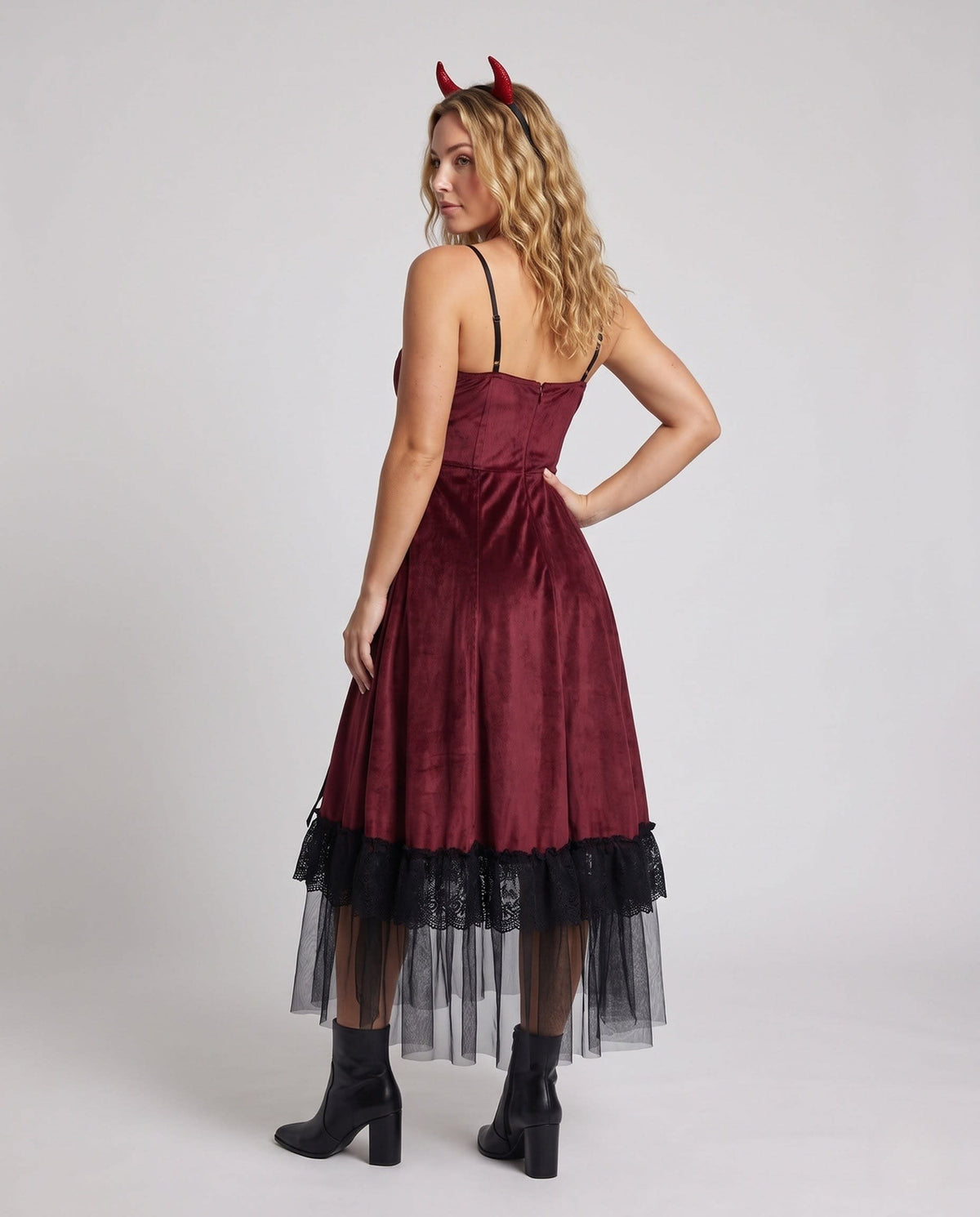 Women's Velvet Devil Halloween Costume Dress | Rosabel_3