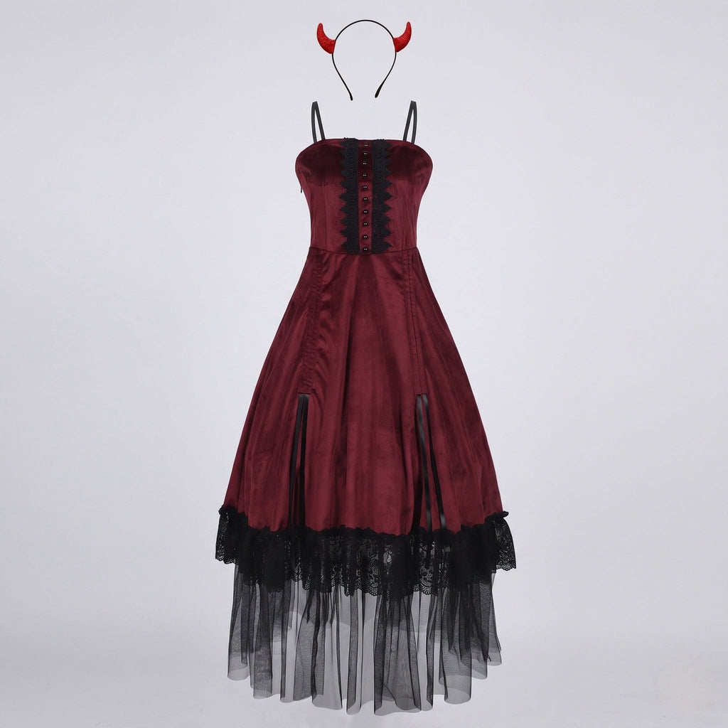 Women's Velvet Devil Halloween Costume Dress | Rosabel_4