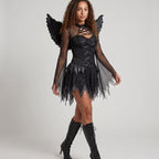 Women's Sheer Sleeve Dark Angel Costume Dress | Ombersley_1