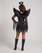 Women's Sheer Sleeve Dark Angel Costume Dress | Ombersley_3