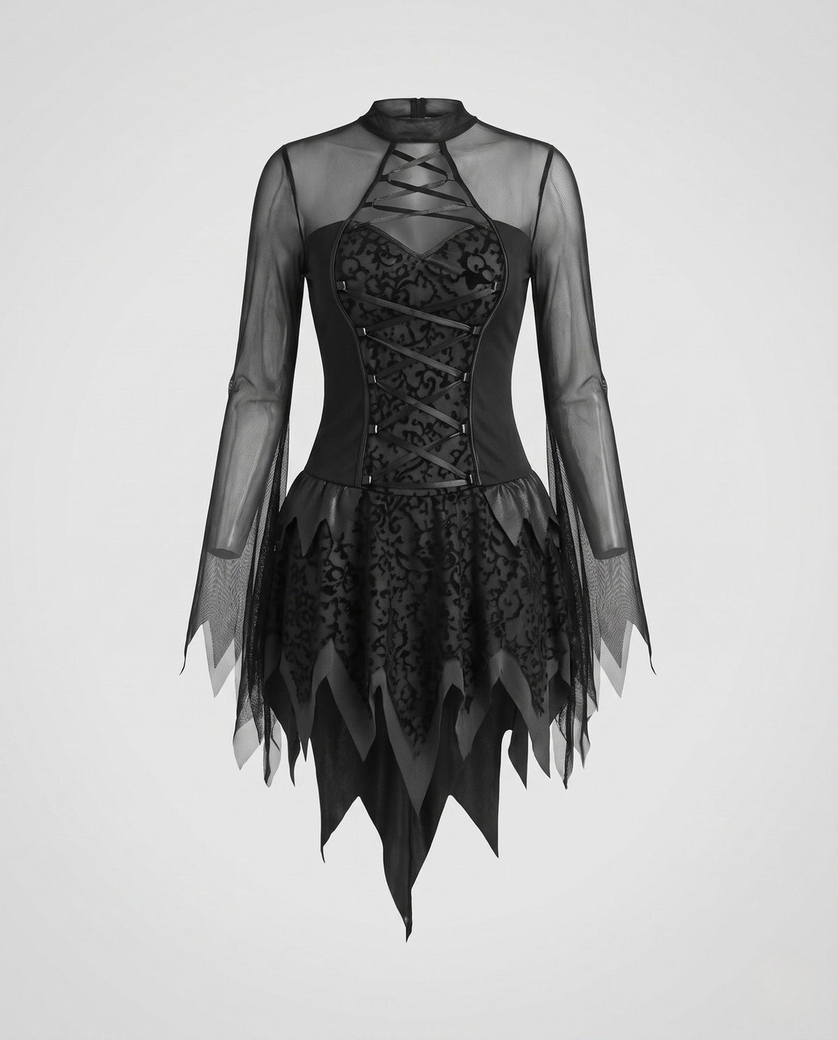 Women's Sheer Sleeve Dark Angel Costume Dress | Ombersley_4