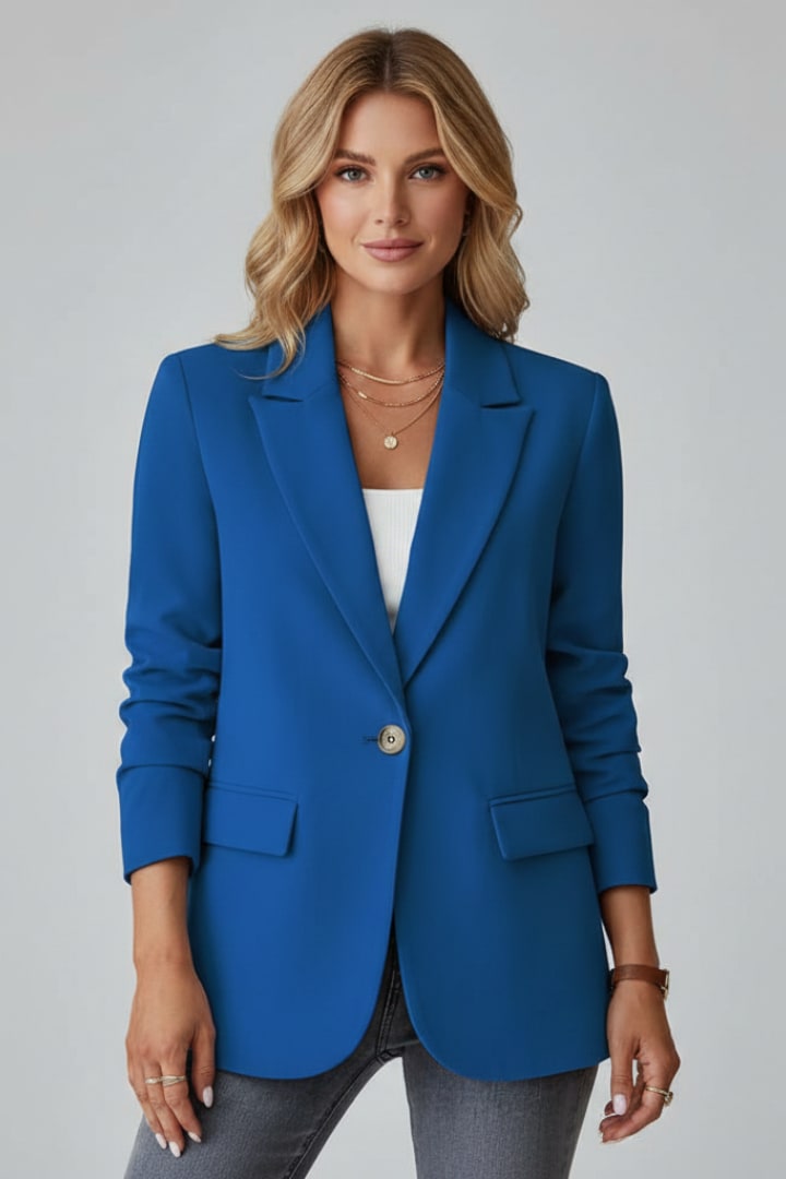 Women's Single Button Notch Lapel Blazer | Bettina_10