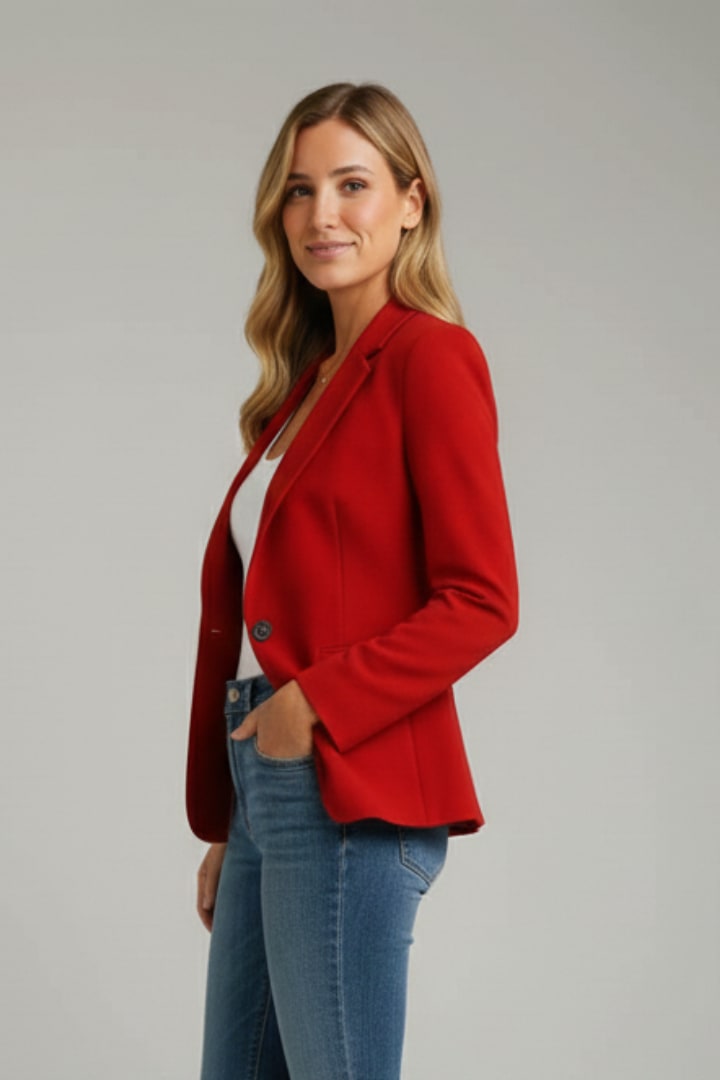 Women's Single Button Notch Lapel Blazer | Bettina_3