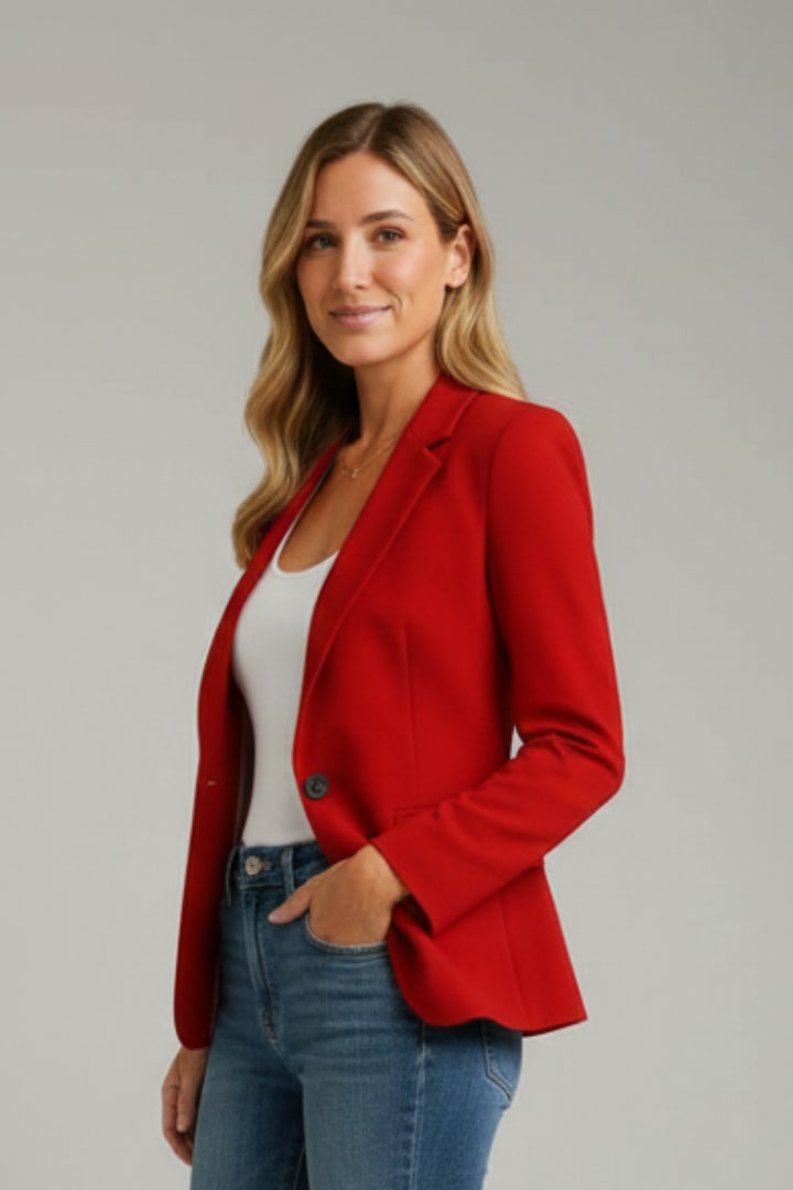 Women's Single Button Notch Lapel Blazer | Bettina_5