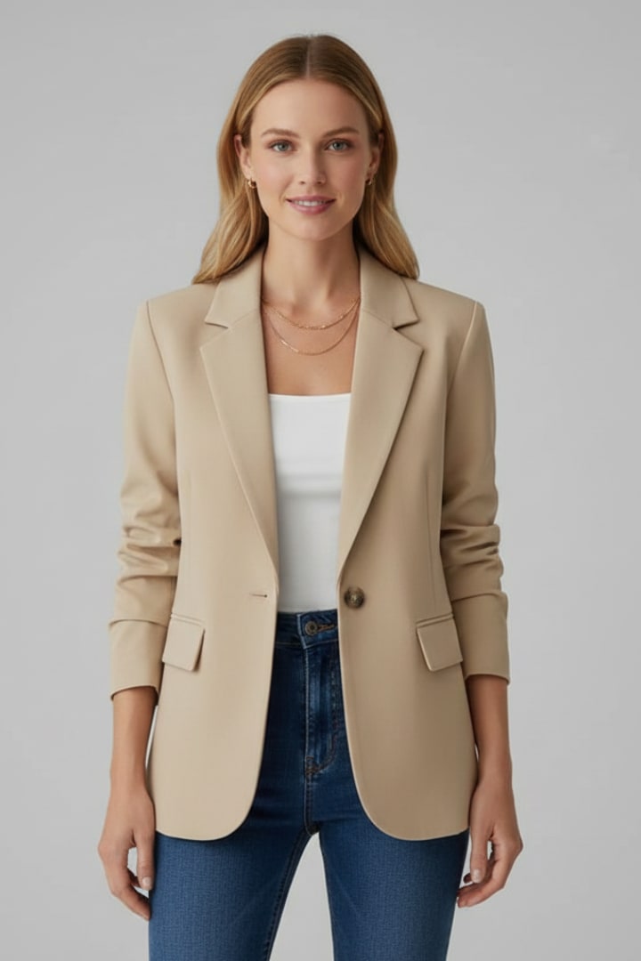 Women's Single Button Notch Lapel Blazer | Bettina_8