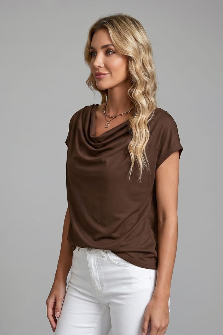 Women's Cowl Neck Draped Blouse | Rhosyn_10