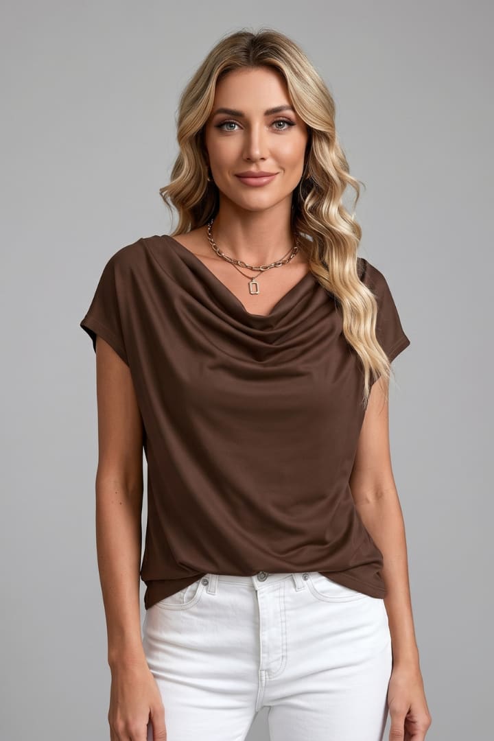 Women's Cowl Neck Draped Blouse | Rhosyn_2