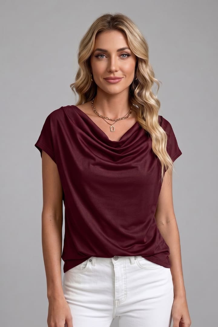 Women's Cowl Neck Draped Blouse | Rhosyn_6