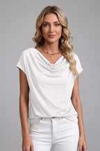 Women's Cowl Neck Draped Blouse | Rhosyn_9