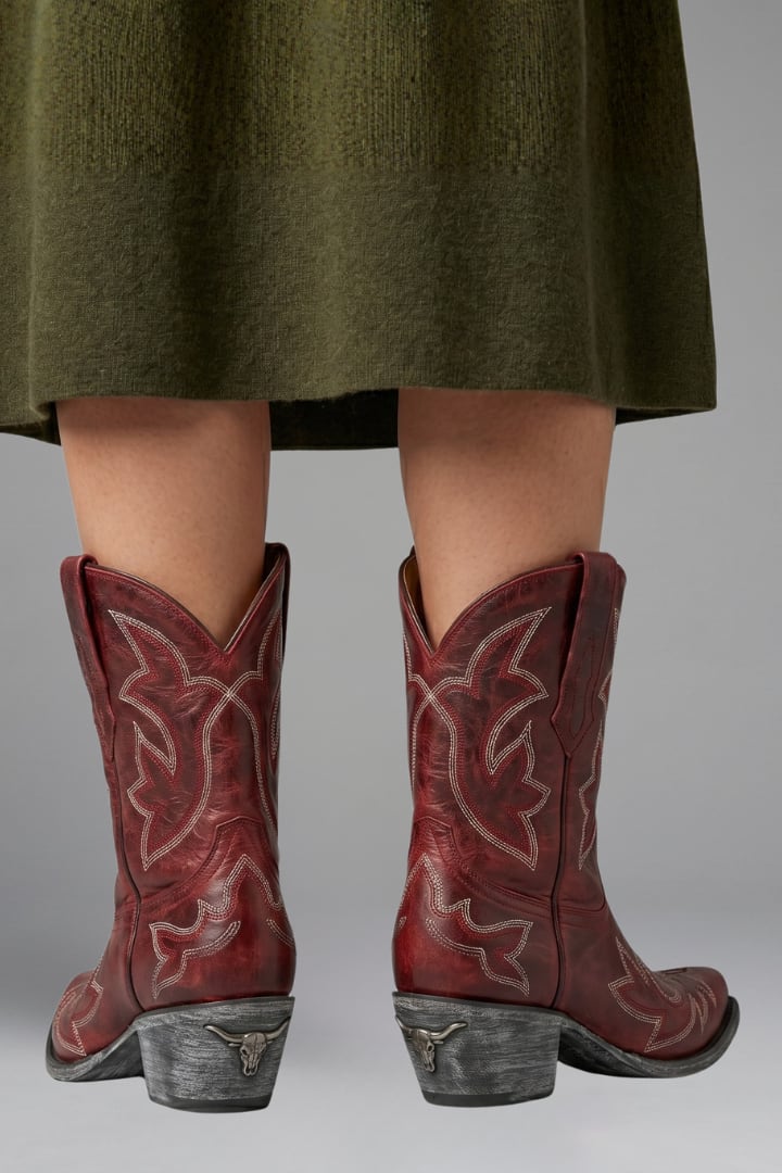Women's Embroidered Leather Cowboy Boots | Clarice_4