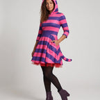 Women's Striped Hooded Cat Costume Dress | Yarnbury_1