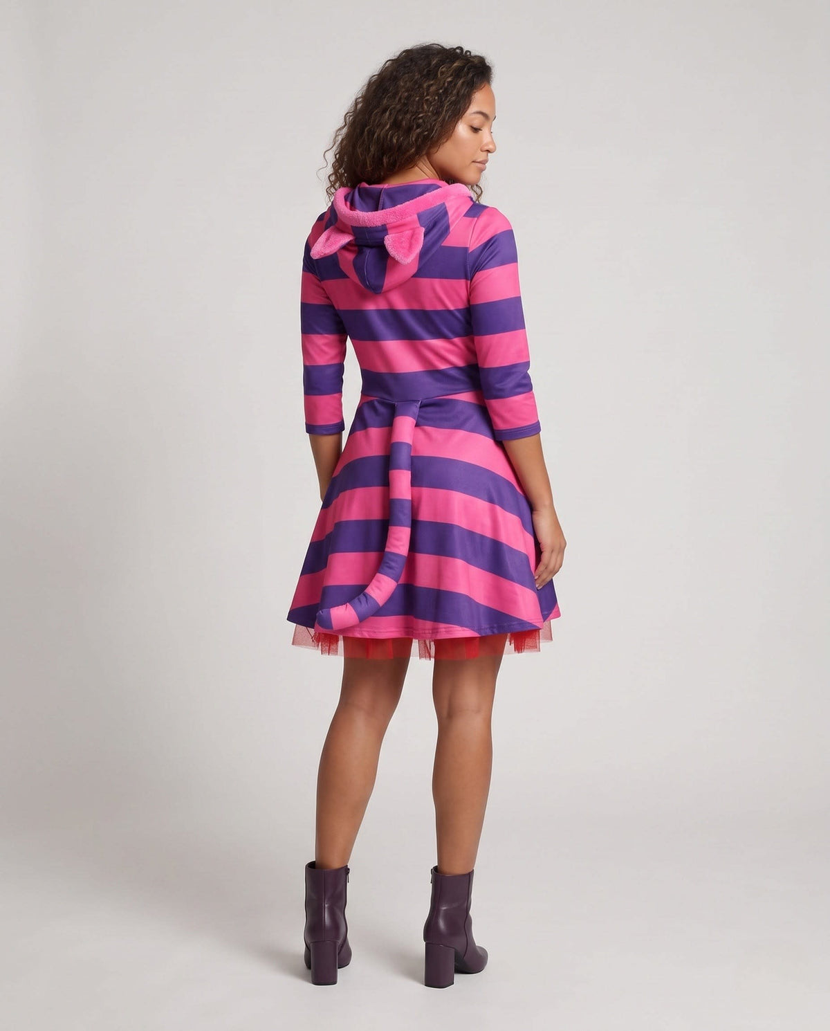 Women's Striped Hooded Cat Costume Dress | Yarnbury_3
