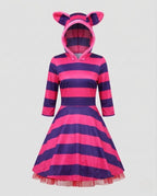 Women's Striped Hooded Cat Costume Dress | Yarnbury_4