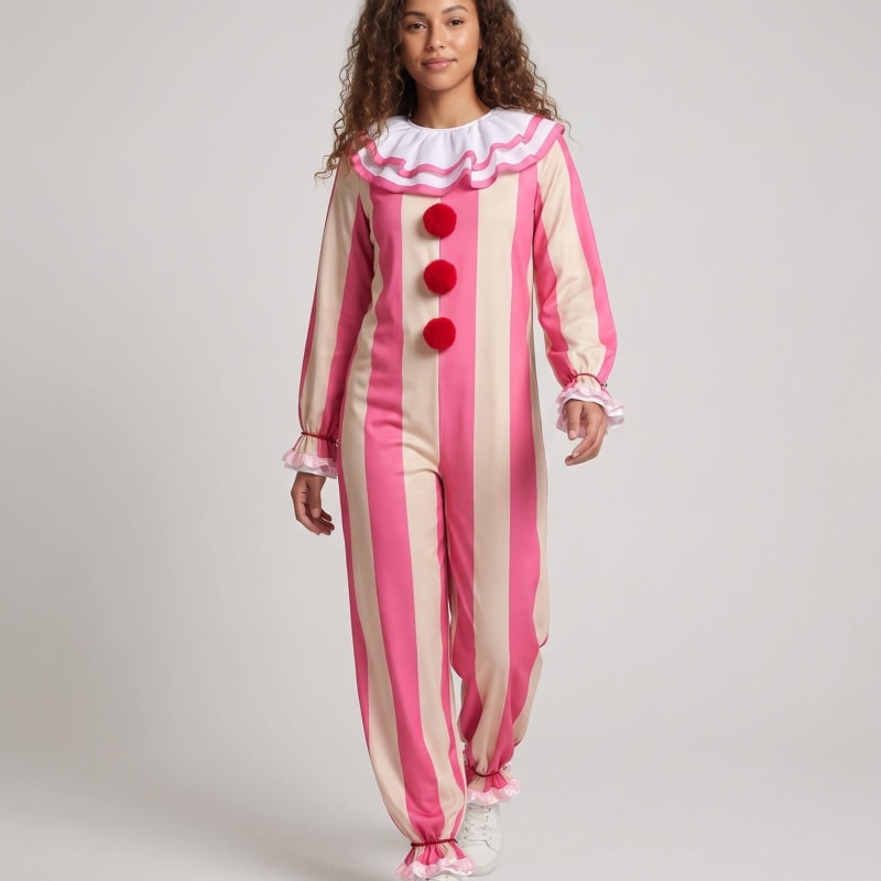 Women's Striped Clown Halloween Costume Jumpsuit | Inglewood_1