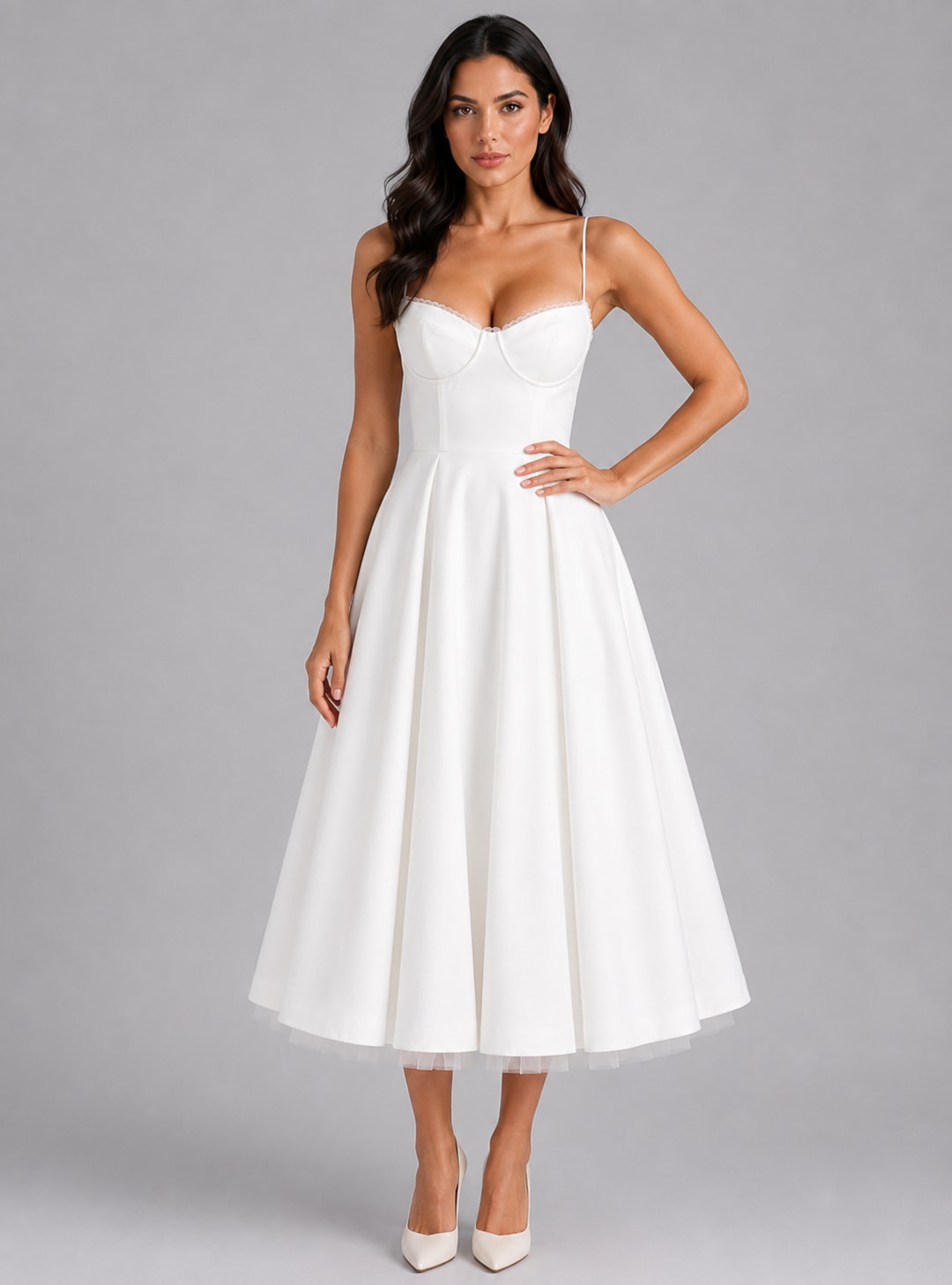 Women's Corset Bodice Midi Dress | Charlotta_7