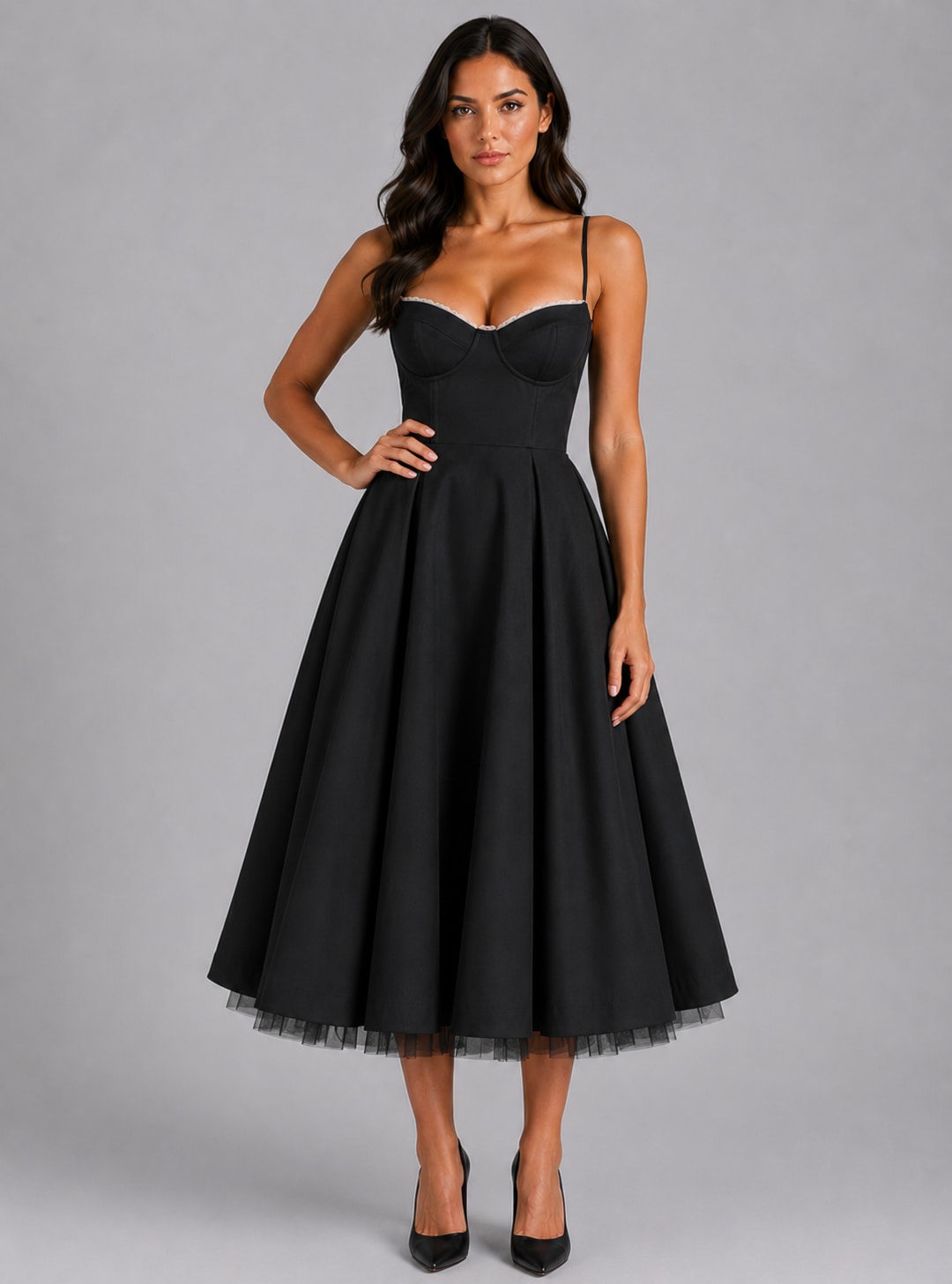 Women's Corset Bodice Midi Dress | Charlotta_8