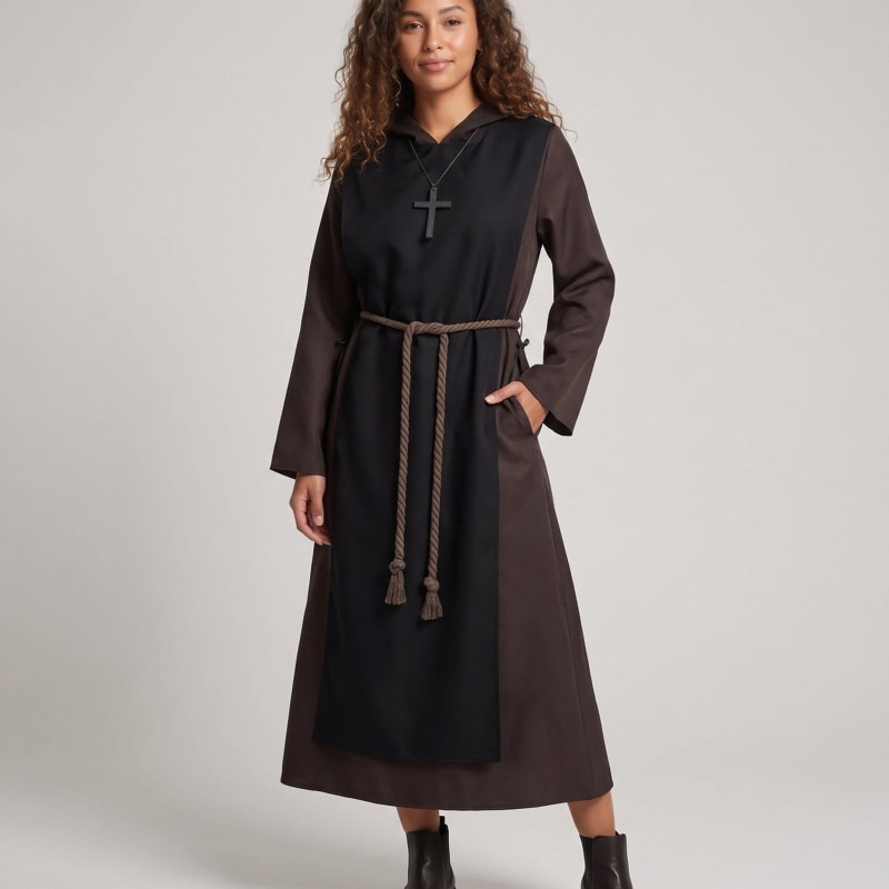 Women's Hooded Nun Halloween Costume Robe | Northaw_1