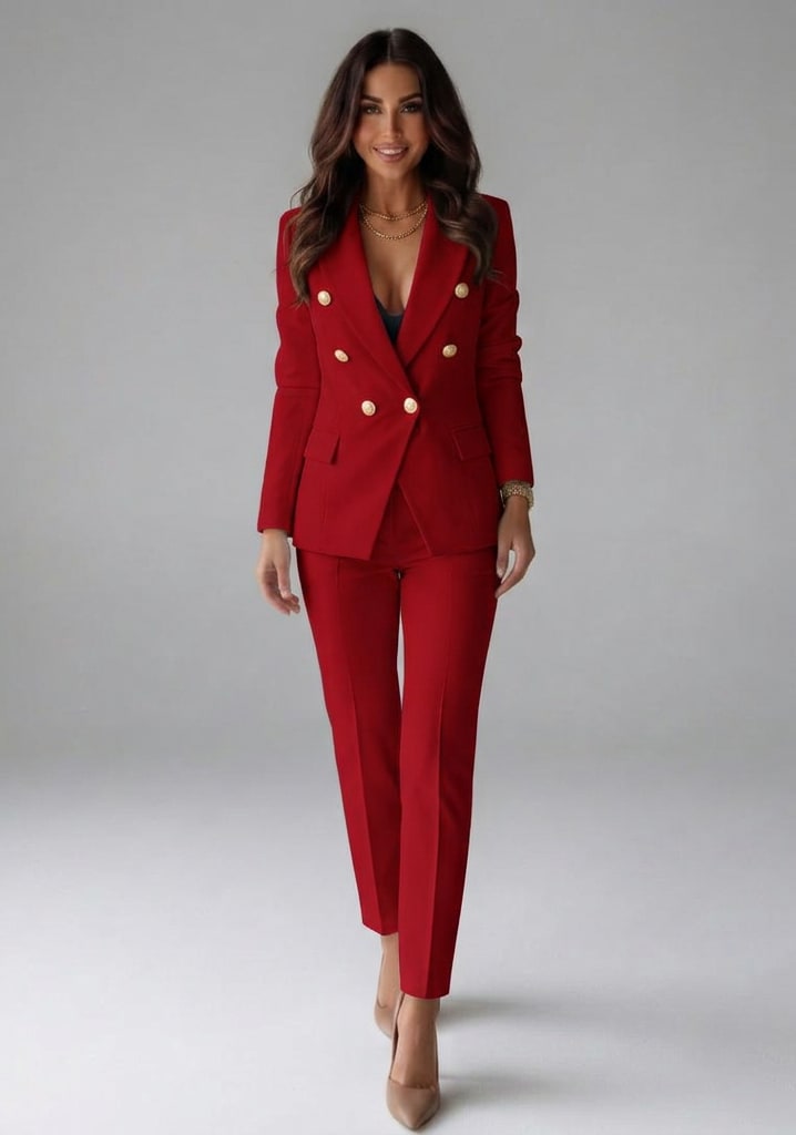 Women's Double Breasted Blazer Two Piece Set | Orlaith_2