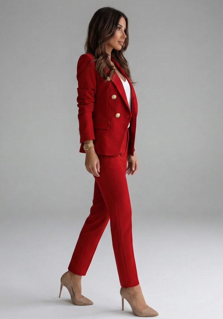 Women's Double Breasted Blazer Two Piece Set | Orlaith_3