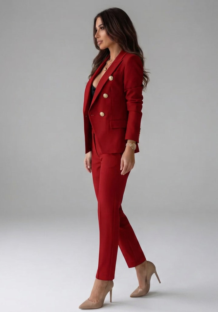 Women's Double Breasted Blazer Two Piece Set | Orlaith_4