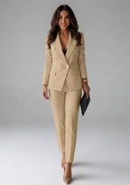 Women's Double Breasted Blazer Two Piece Set | Orlaith_6