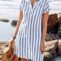 Women's Striped Short Sleeve Shirt Dress | Cranleigh_1