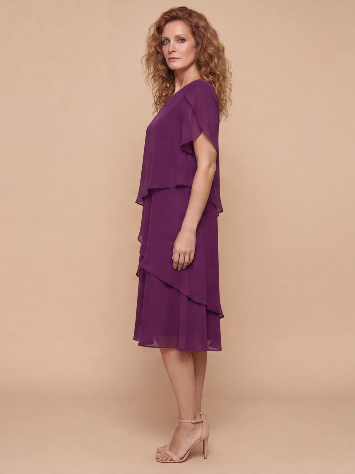Women's Tiered Chiffon Midi Dress | Brooksby_2