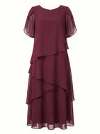 Women's Tiered Chiffon Midi Dress | Brooksby_5