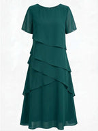 Women's Tiered Chiffon Midi Dress | Brooksby_7