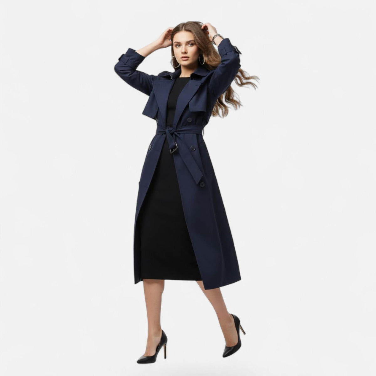 Women's Double Breasted Belted Trench Coat | Wadebridge_12