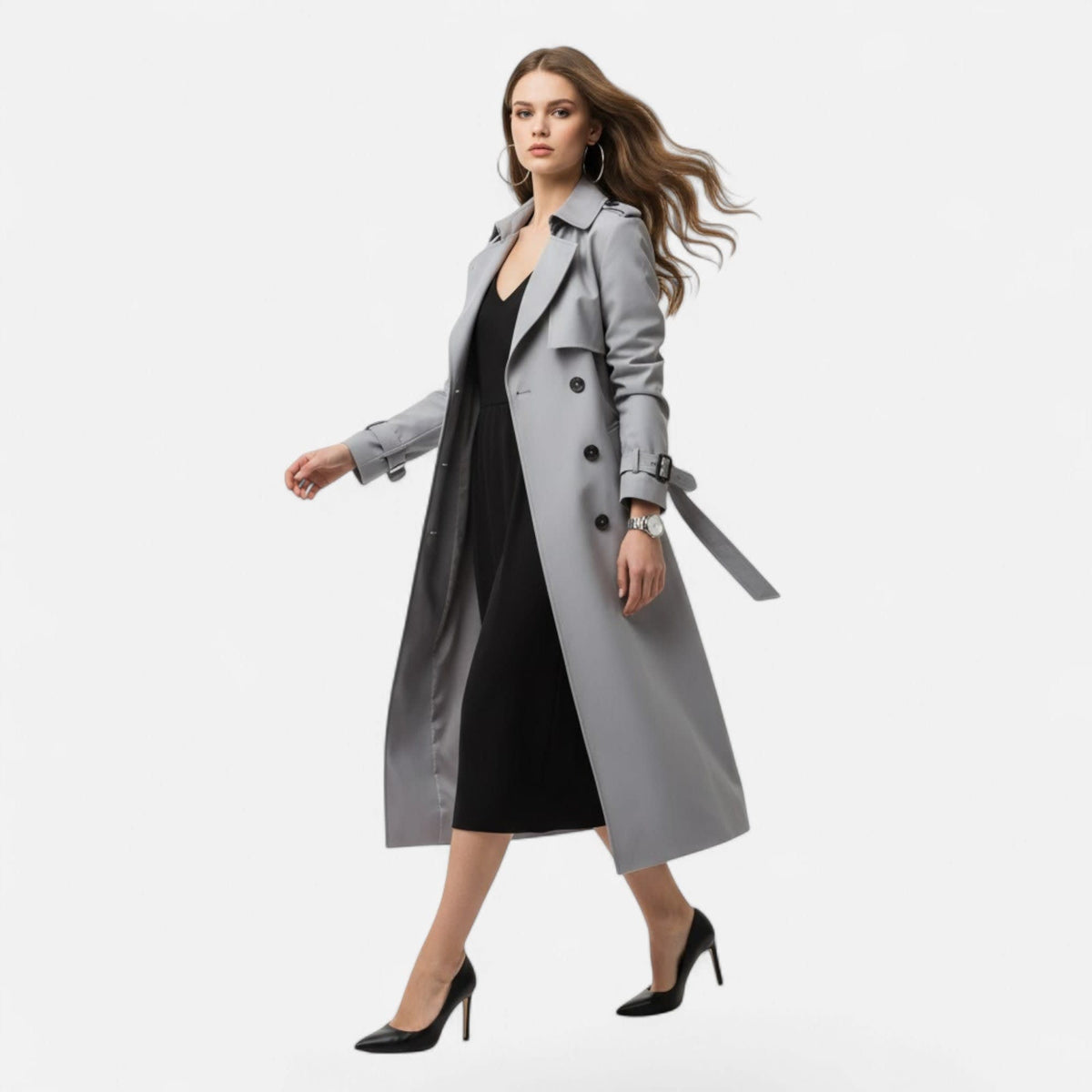 Women's Double Breasted Belted Trench Coat | Wadebridge_14
