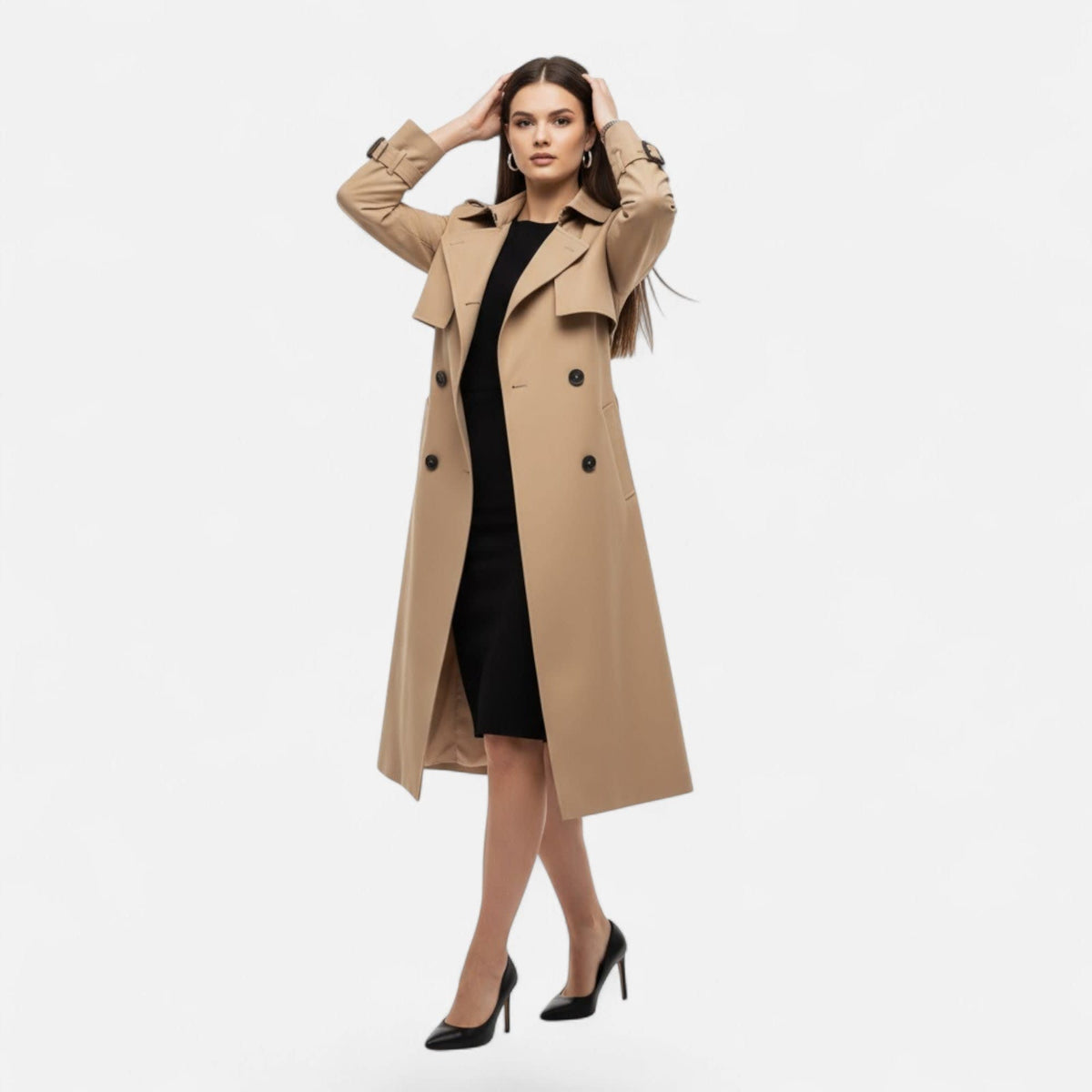 Women's Double Breasted Belted Trench Coat | Wadebridge_6