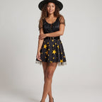 Women's Star Print Satin Witch Costume Dress | Hinderwell_1