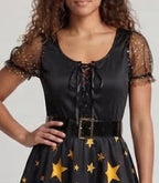 Women's Star Print Satin Witch Costume Dress | Hinderwell_2