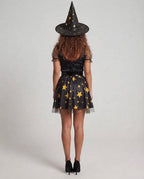 Women's Star Print Satin Witch Costume Dress | Hinderwell_3