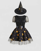 Women's Star Print Satin Witch Costume Dress | Hinderwell_4