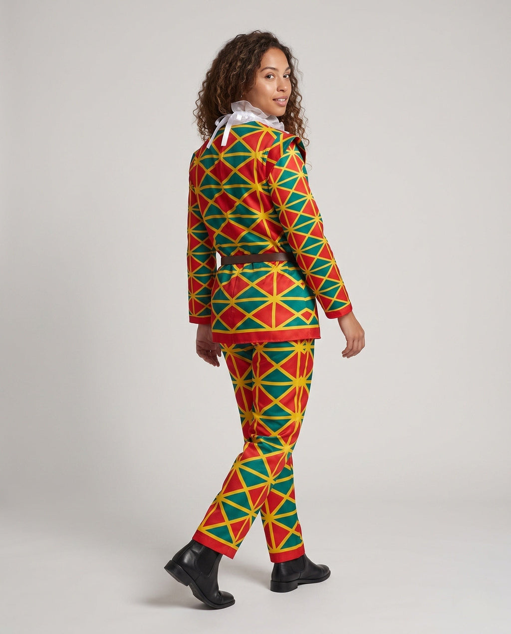 Women's Geometric Print Jester Costume Set | Ellesmere_3