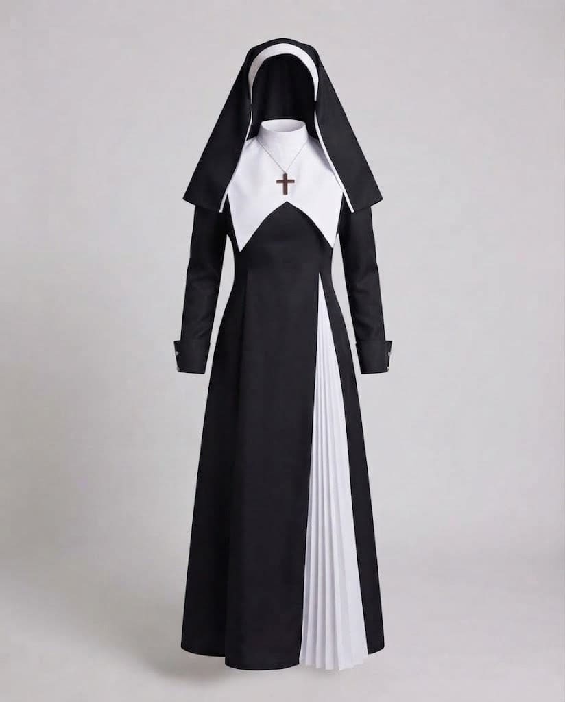 Women's Pleated Panel Nun Halloween Costume Dress | Linsdale_4