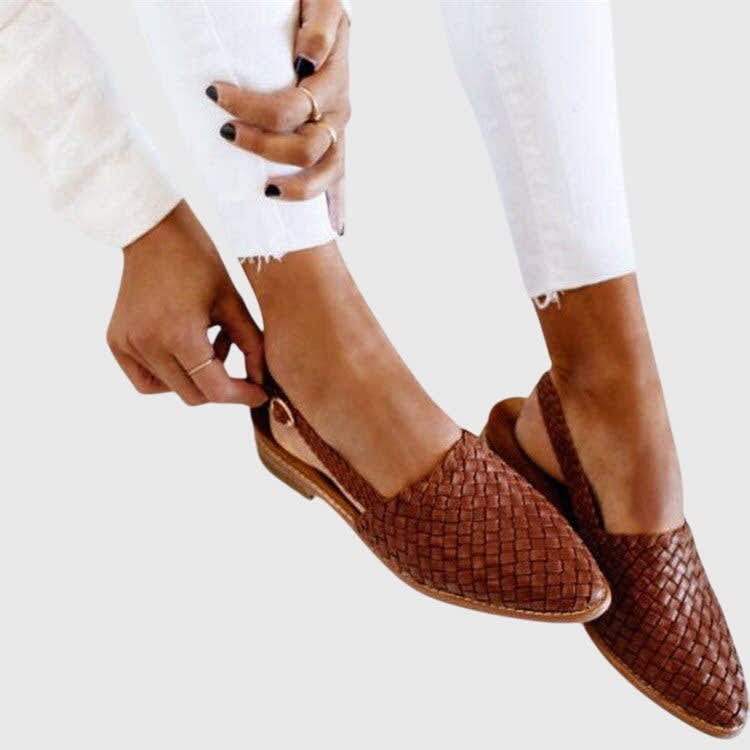 Women's Woven Pointed Toe Flats | Yolande_8