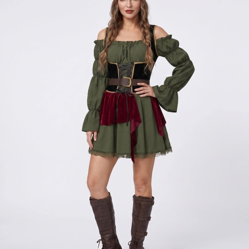 Women's Off Shoulder Corset Pirate Costume Dress | Chelverton_1