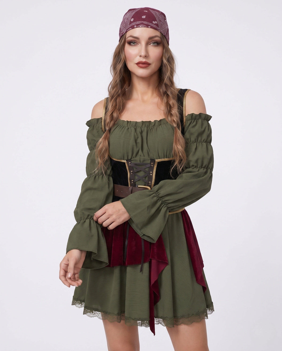 Women's Off Shoulder Corset Pirate Costume Dress | Chelverton_2