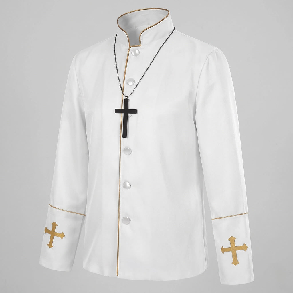 Women's Gold Trim Priest Halloween Costume Jacket | Tilbrook_5