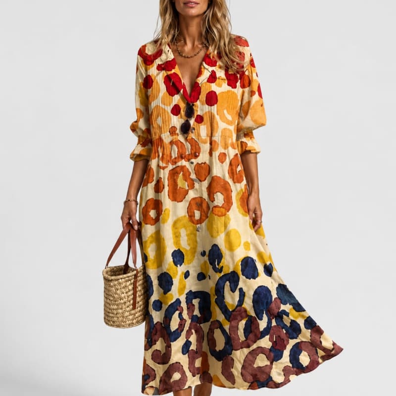 Women's Printed Maxi Shirt Dress | Harlowe_1