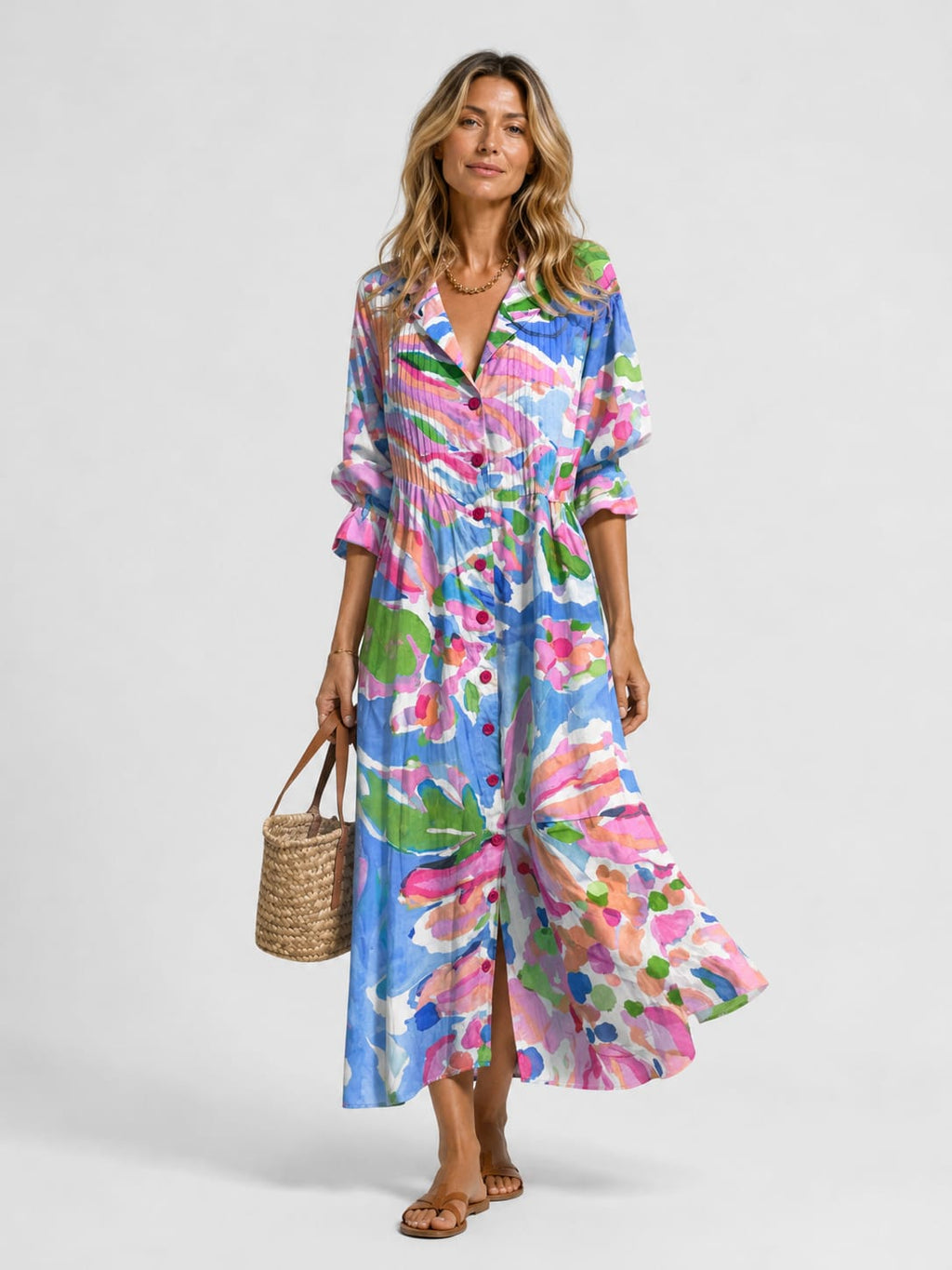 Women's Printed Maxi Shirt Dress | Harlowe_5
