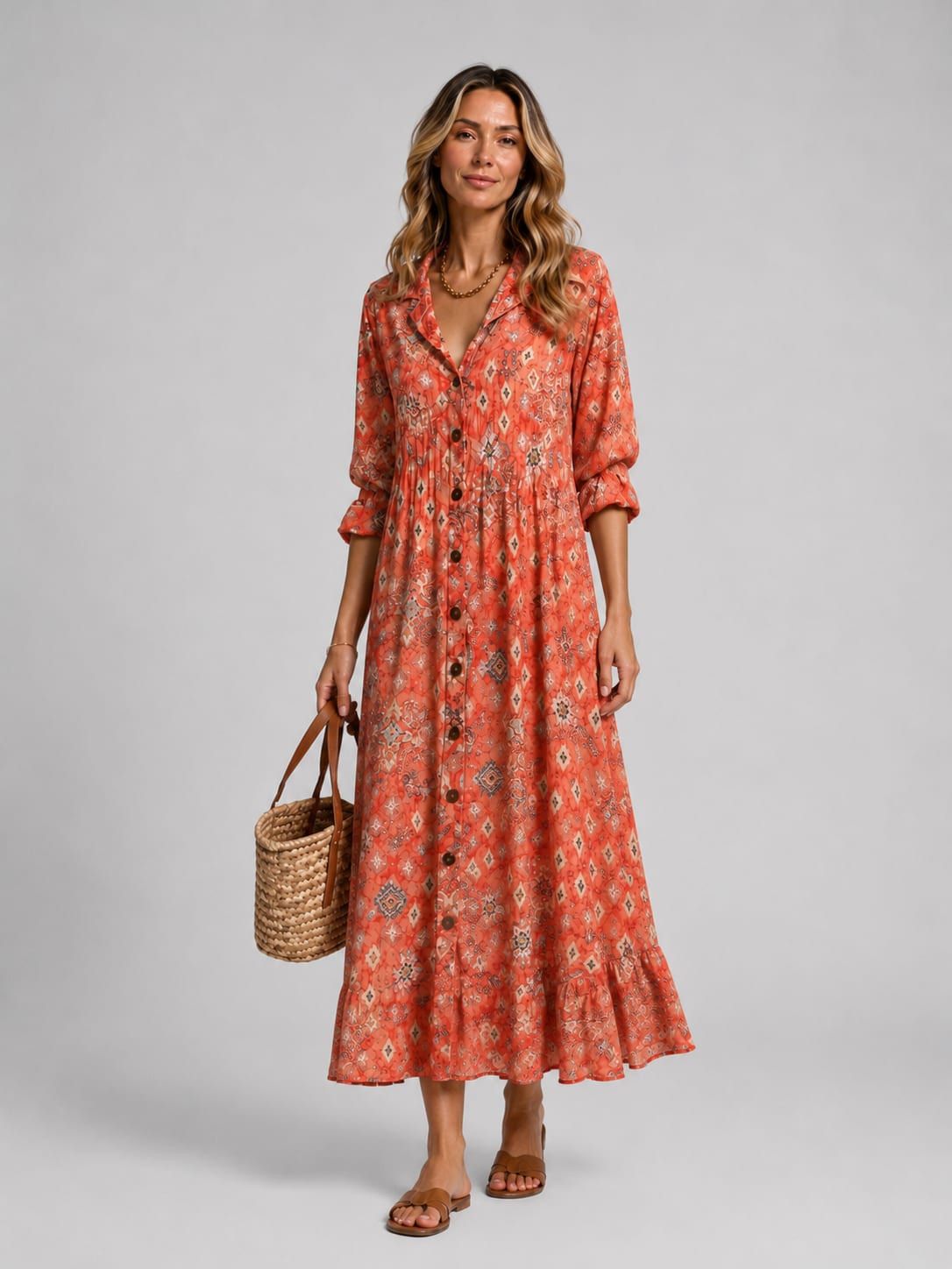 Women's Printed Maxi Shirt Dress | Harlowe_6