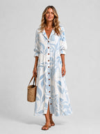 Women's Printed Maxi Shirt Dress | Harlowe_7